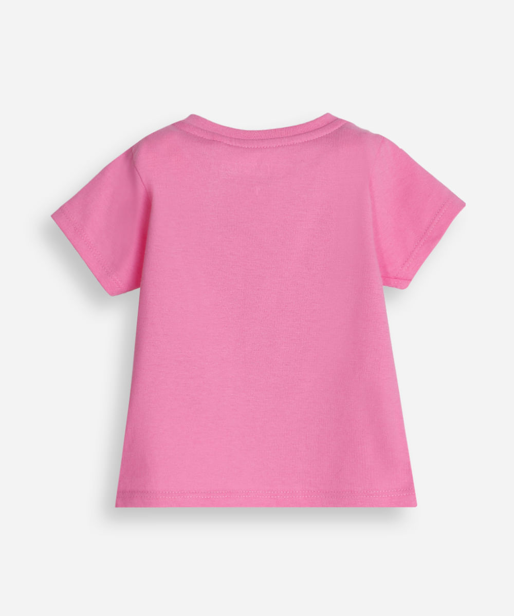 camiseta infantil de algodão gatinho com glitter rosa