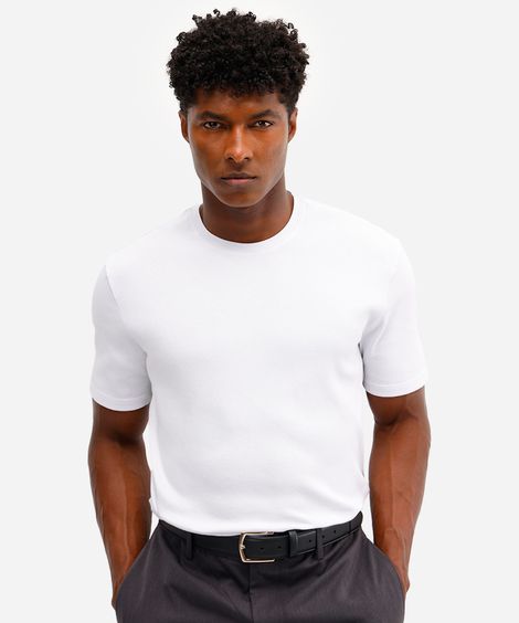 camiseta masculina de algodão manga curta canelada off white