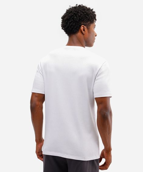 camiseta masculina de algodão manga curta canelada off white