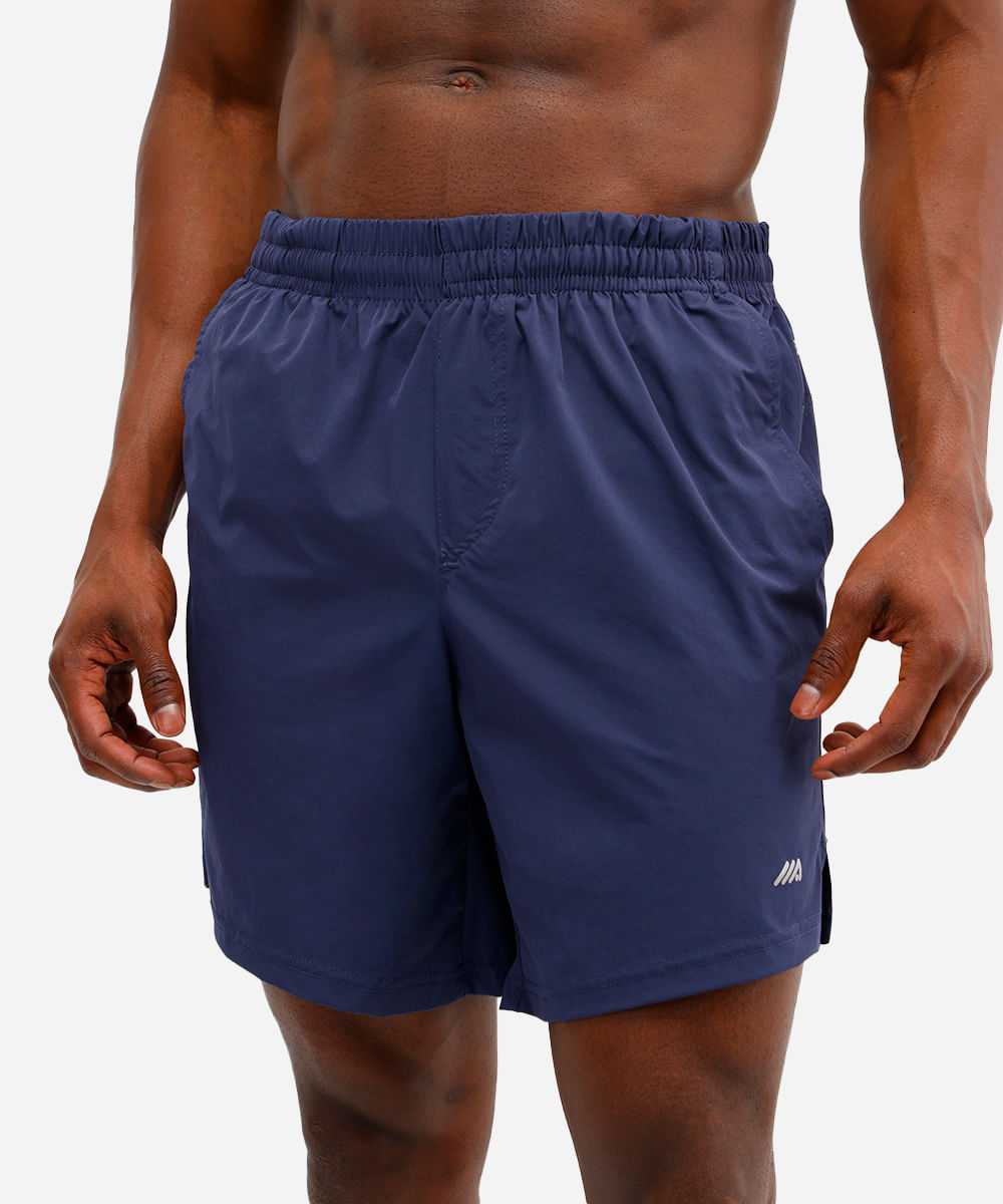 short masculino esportivo de poliamida azul