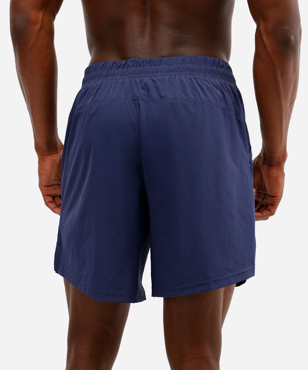 short masculino esportivo de poliamida azul