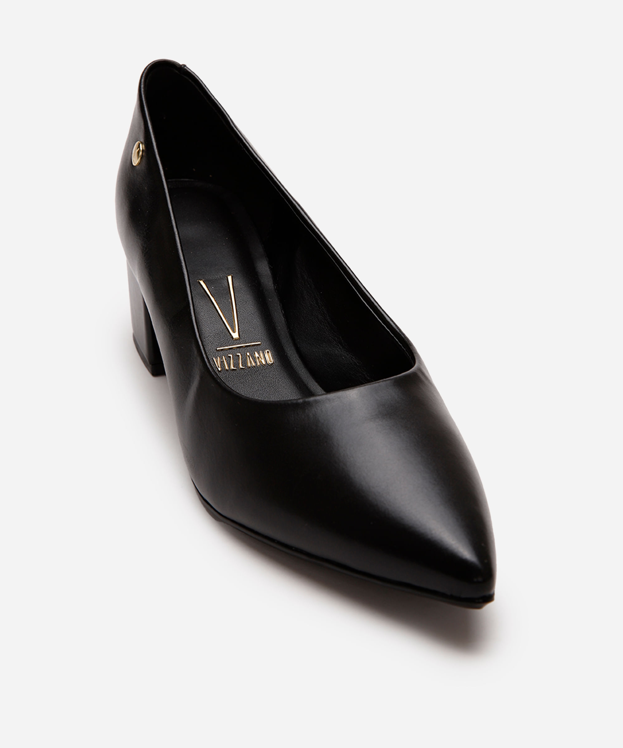 scarpin feminino vizzano salto quadrado preto