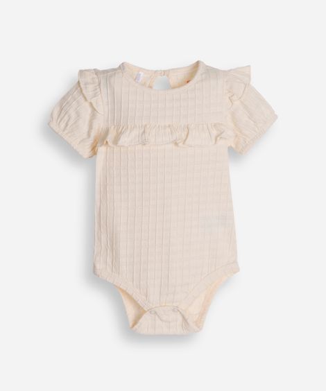 body de algodão infantil com babados texturizado off white