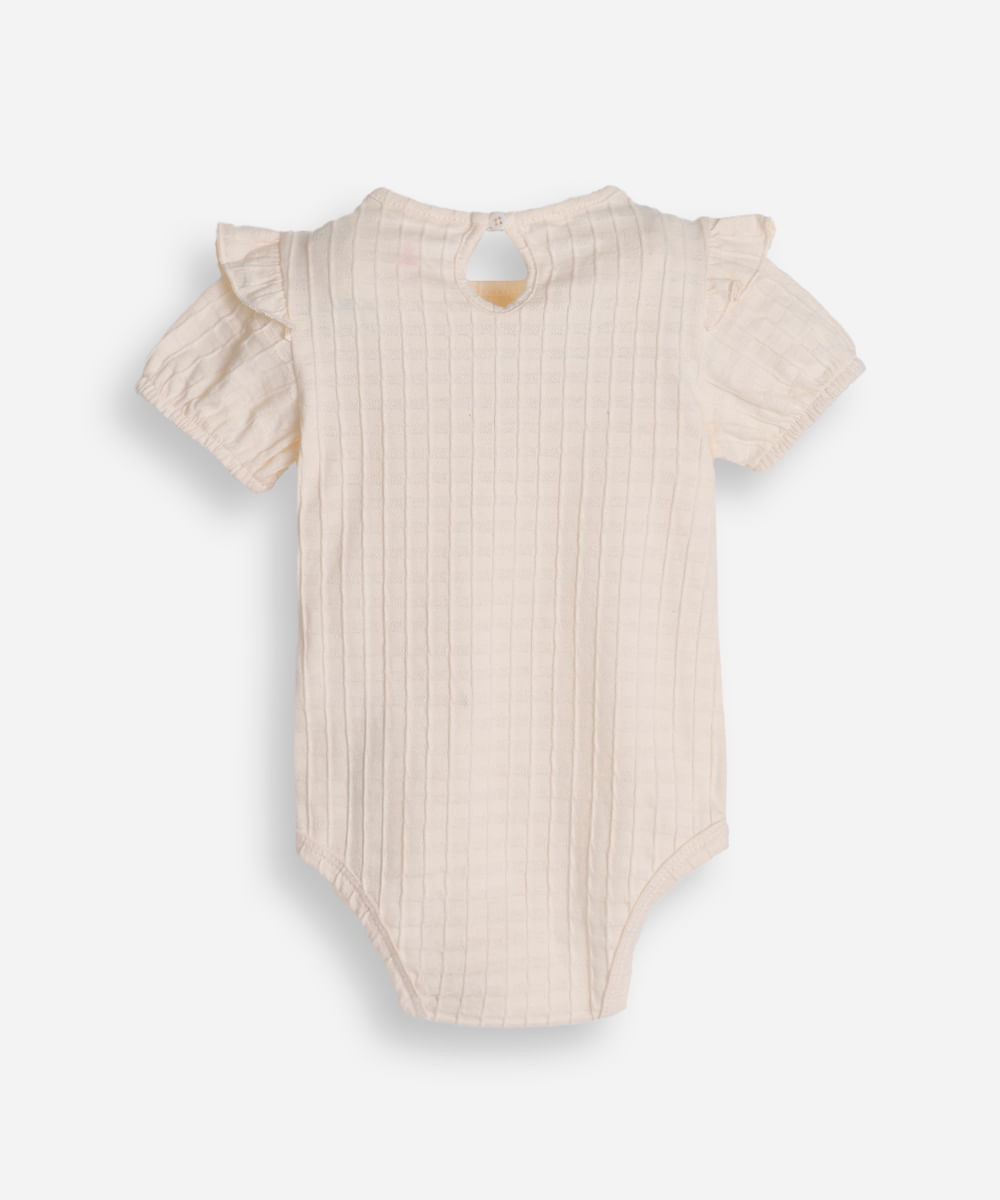 body de algodão infantil com babados texturizado off white
