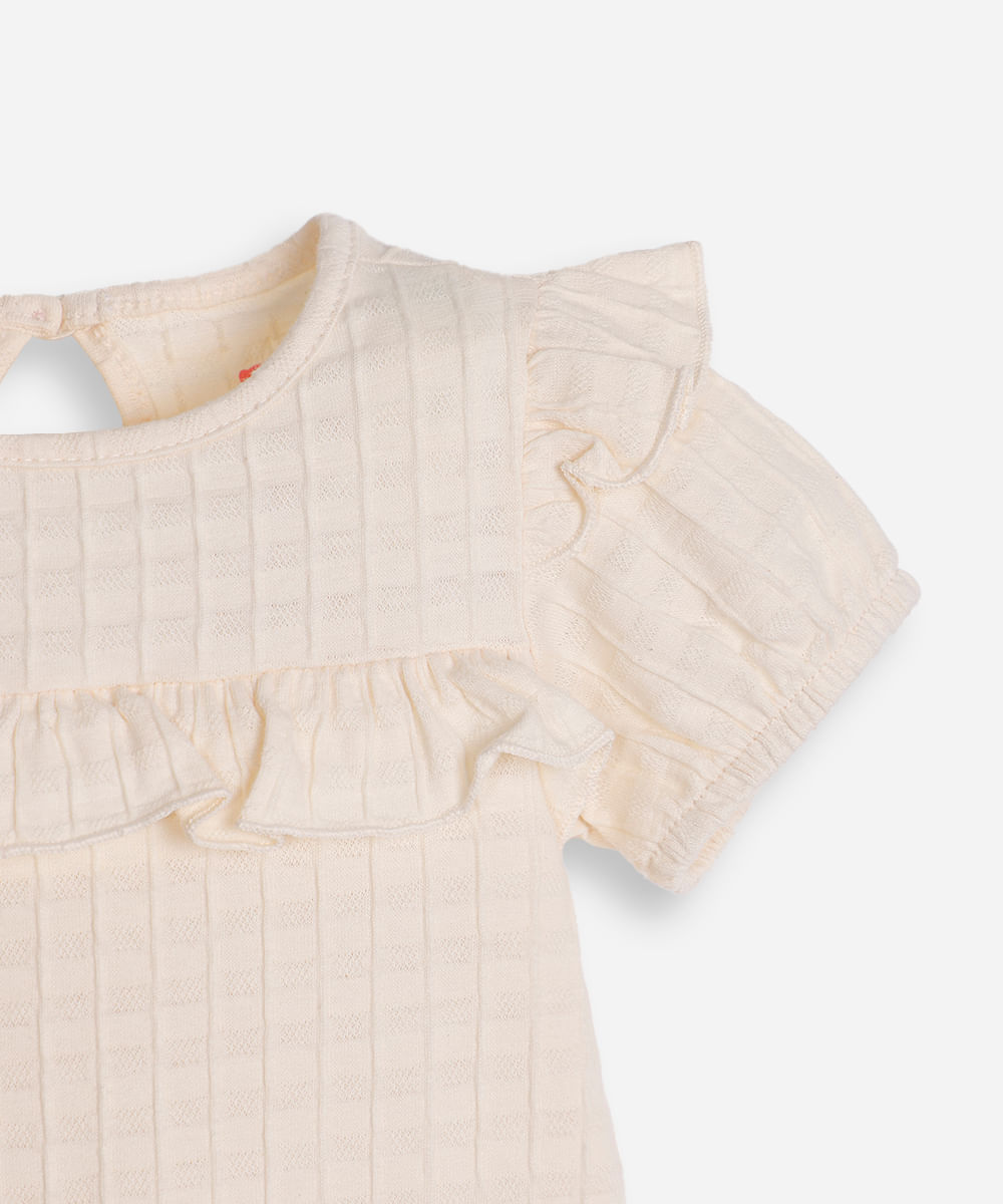 body de algodão infantil com babados texturizado off white
