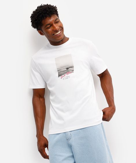 camiseta masculina de algodão surf bliss off white