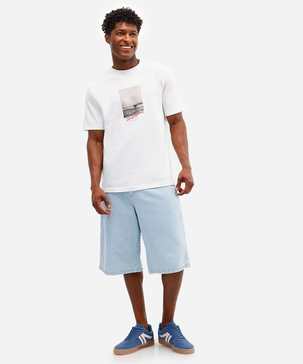 camiseta masculina de algodão surf bliss off white