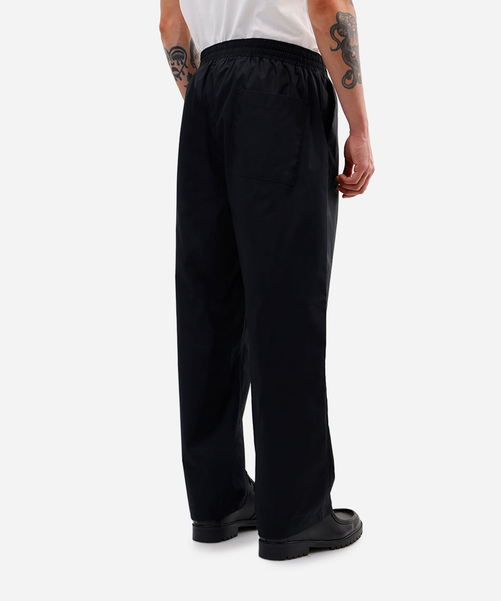 calça wide leg masculina de algodão cós elástico preta