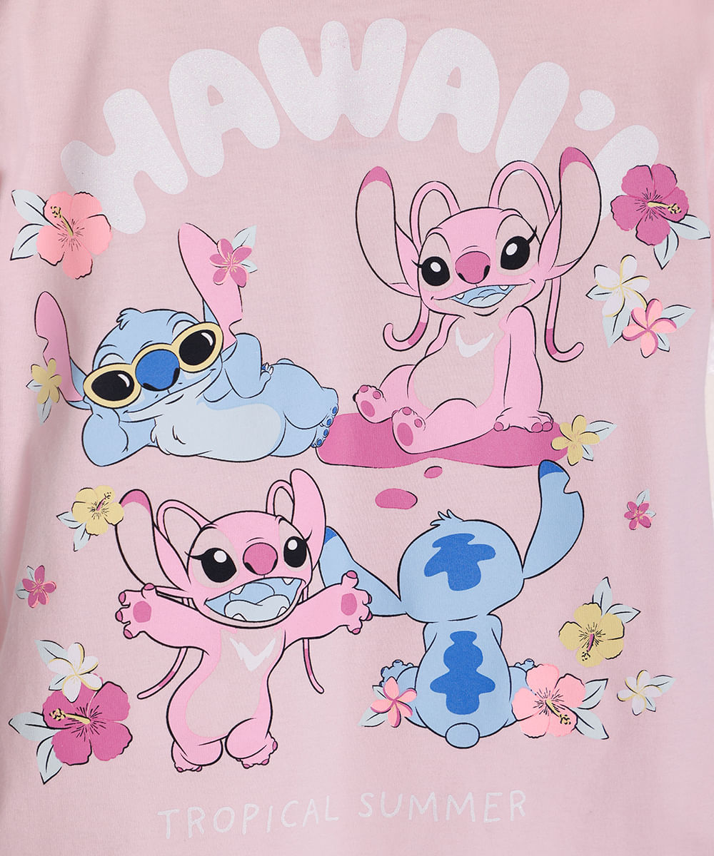 camiseta de algodão infantil manga curta angel rosa
