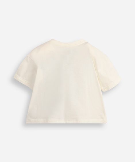 camiseta infantil de algodão manga curta stitch off white