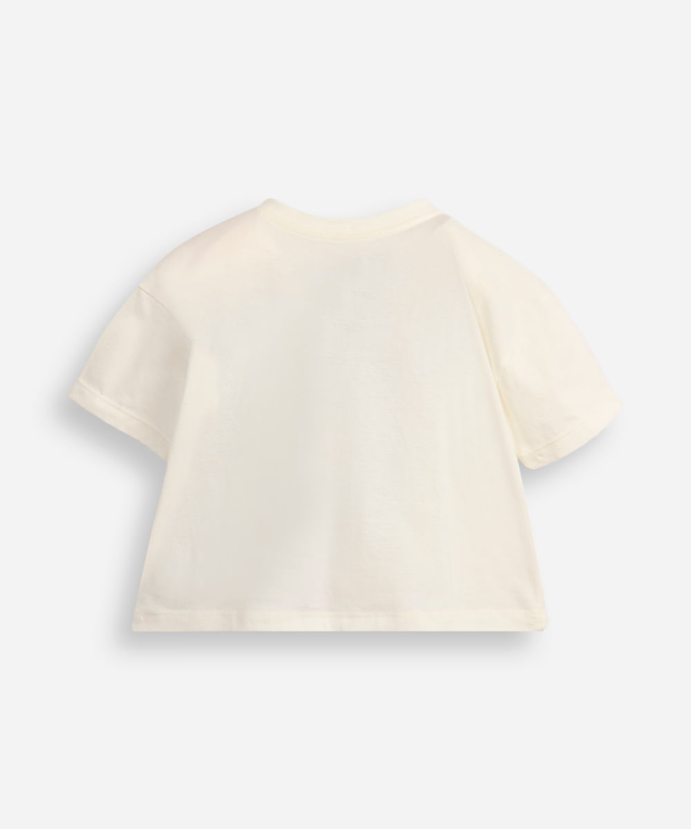 camiseta infantil de algodão manga curta stitch off white