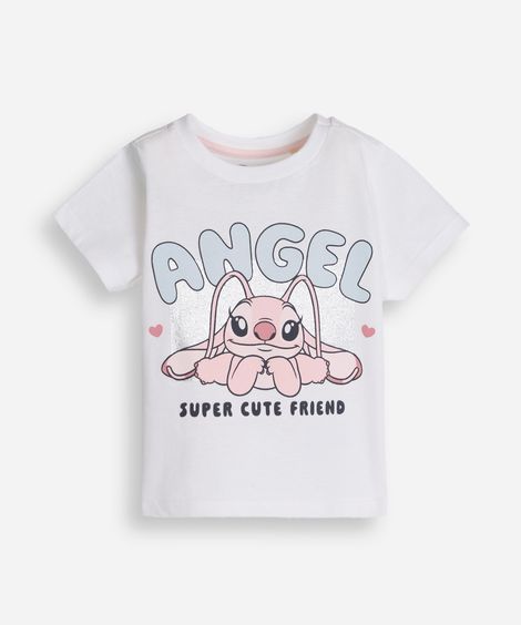 camiseta de algodão infantil manga curta angel off white