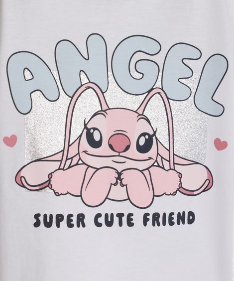 camiseta de algodão infantil manga curta angel off white