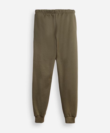 calça jogger juvenil de moletom com nervura verde