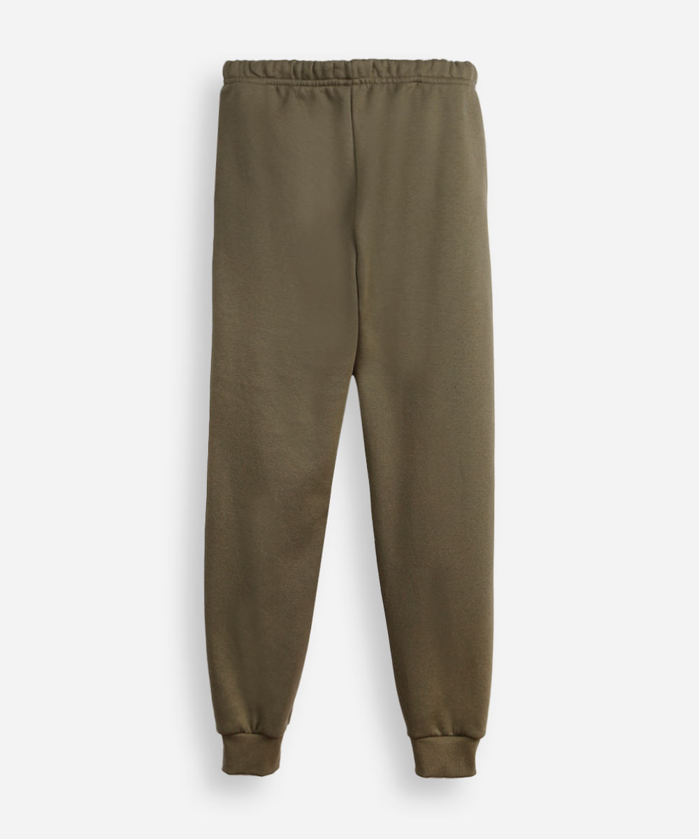 calça jogger juvenil de moletom com nervura verde