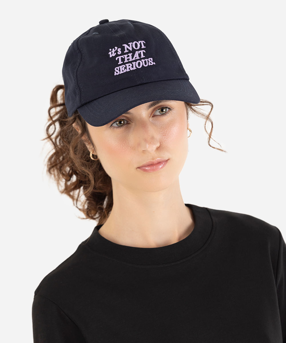 boné feminino aba curva de sarja its not that serious azul