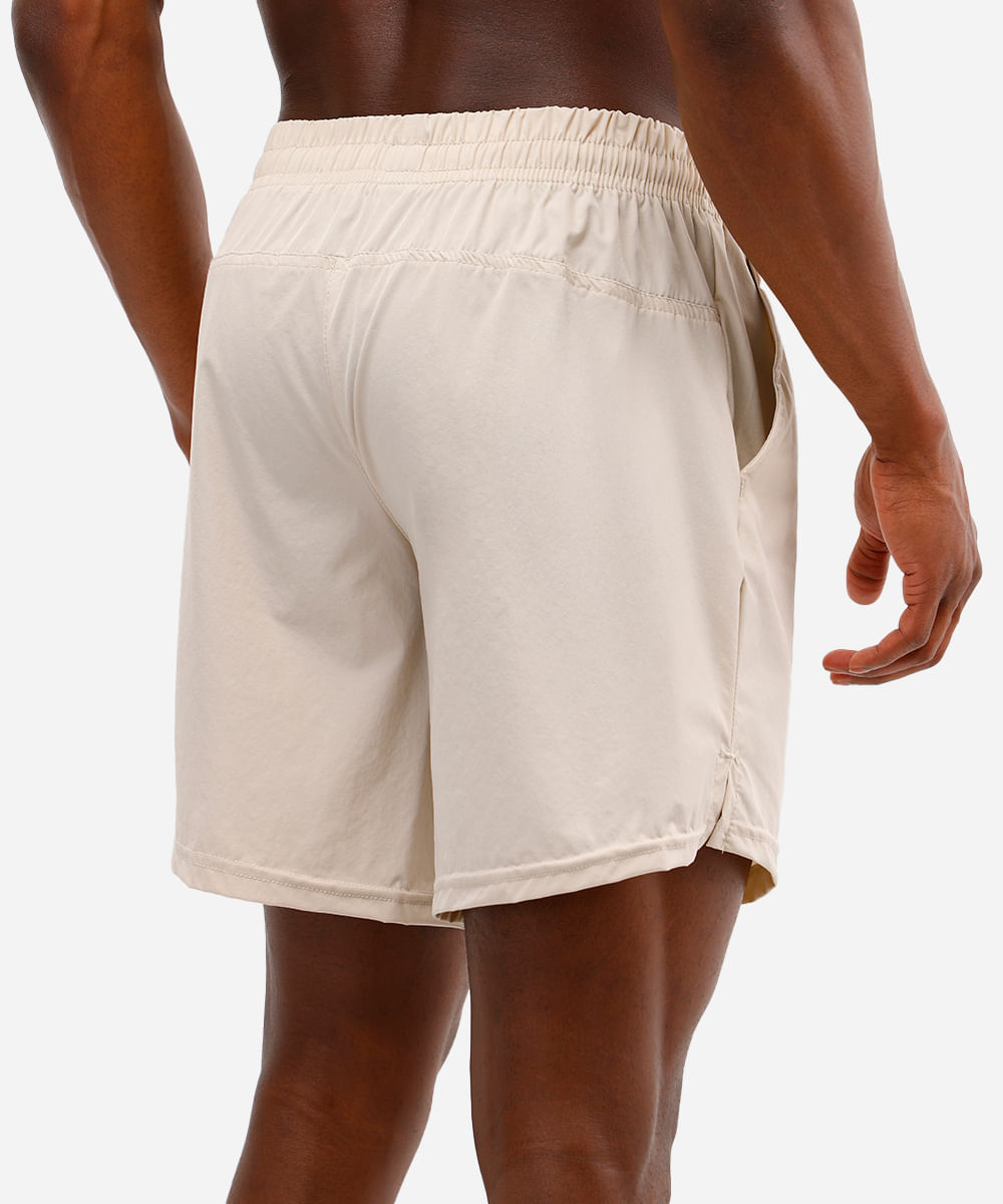 short masculino esportivo de poliamida bege