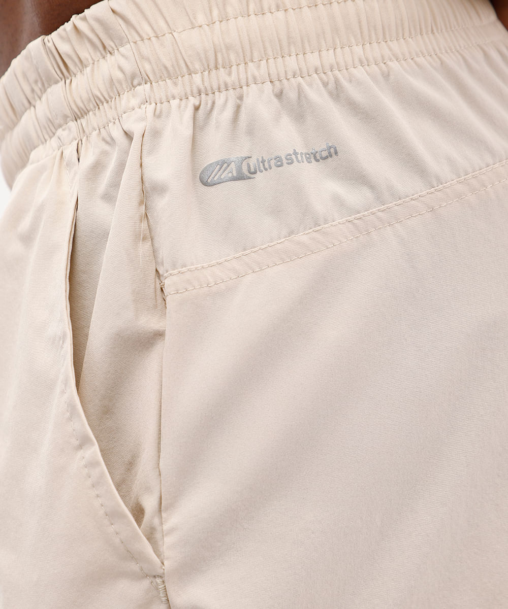 short masculino esportivo de poliamida bege