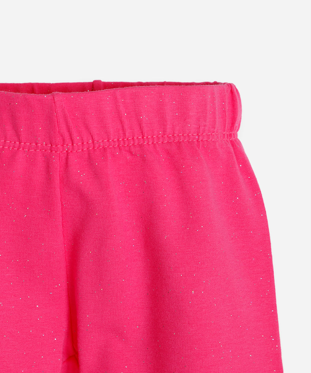 calça legging infantil com glitter rosa