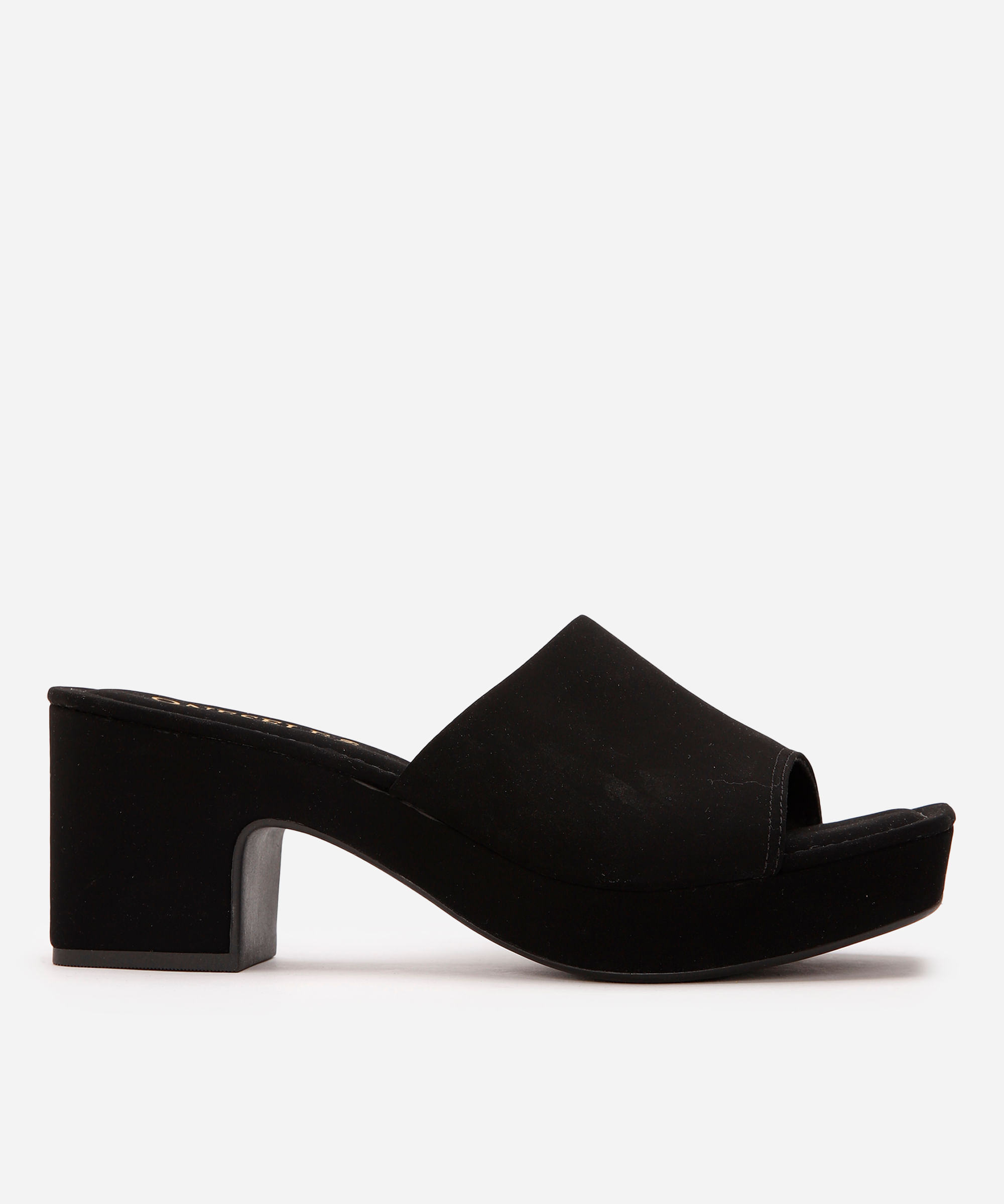 tamanco feminino aveludado salto plataforma oneself preto