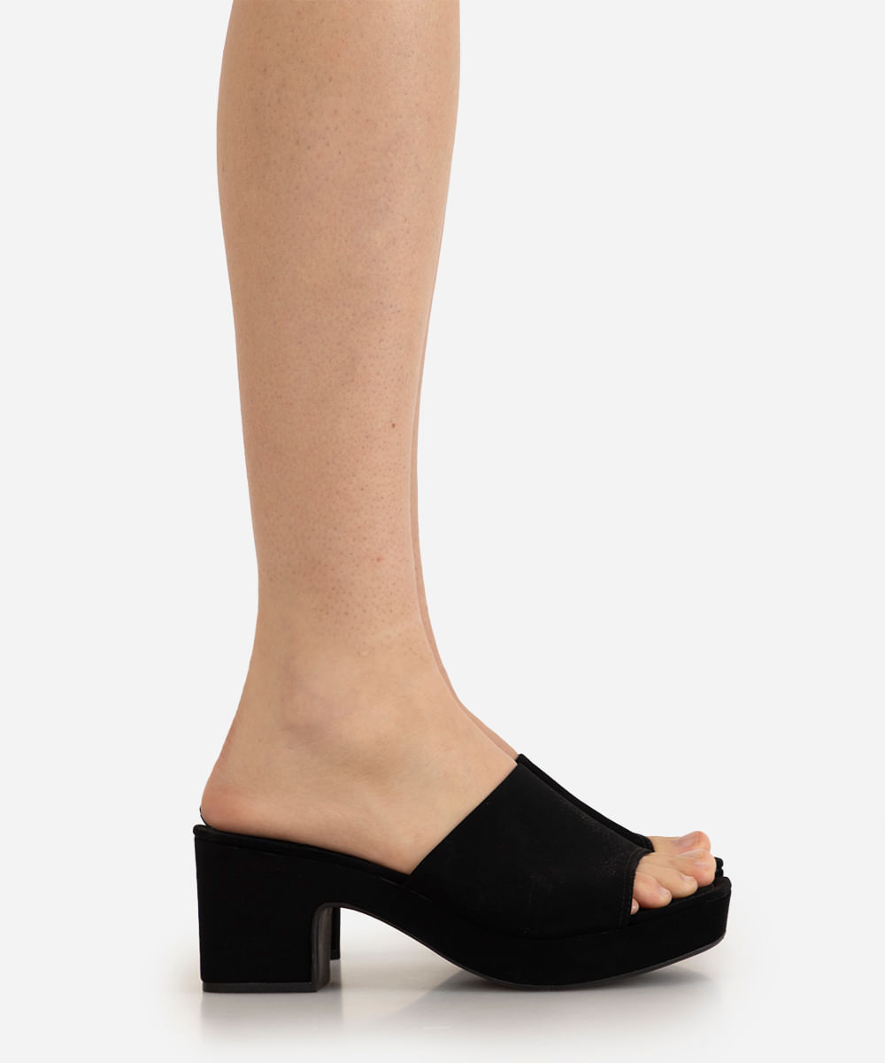 tamanco feminino aveludado salto plataforma oneself preto