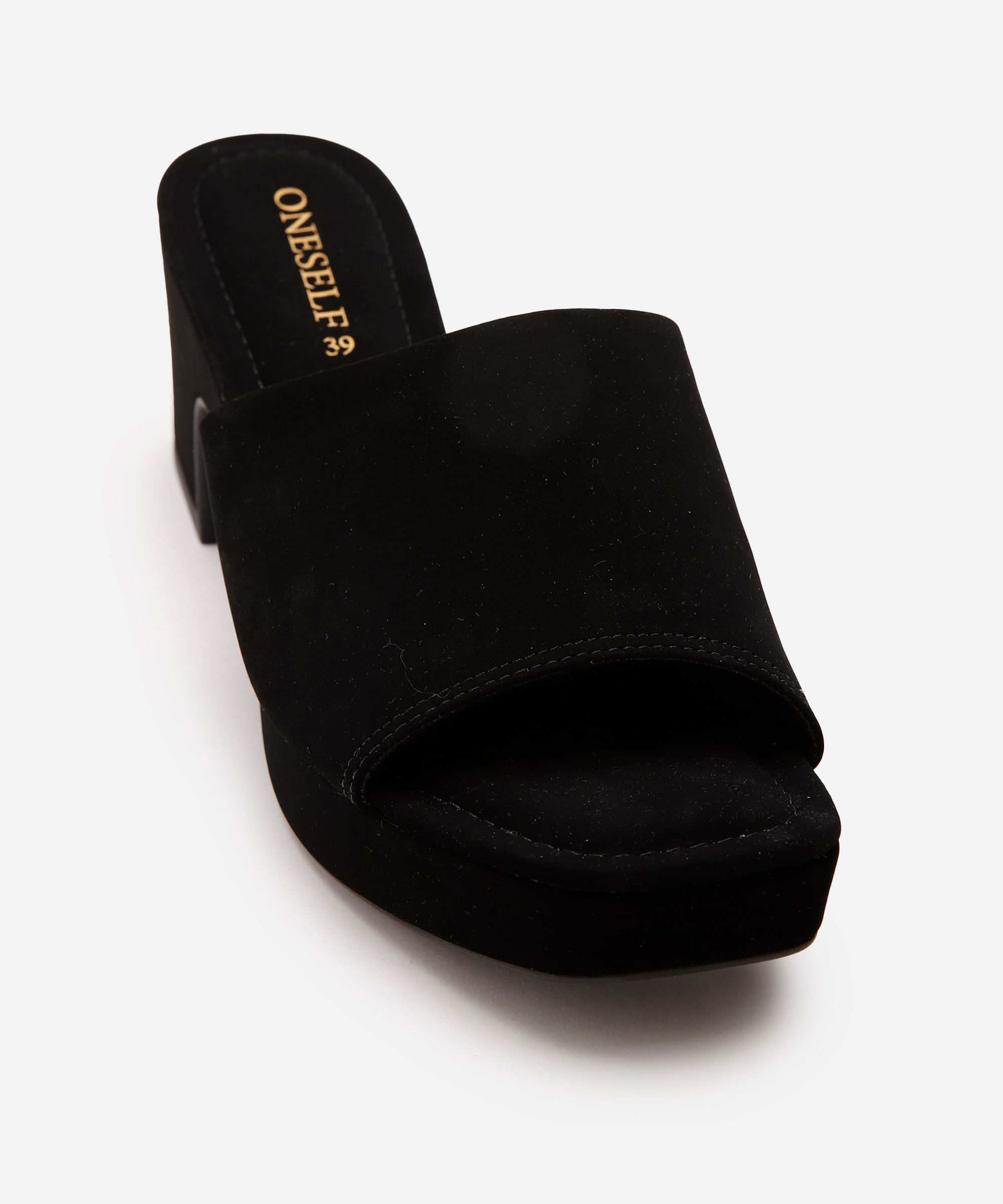 tamanco feminino aveludado salto plataforma oneself preto