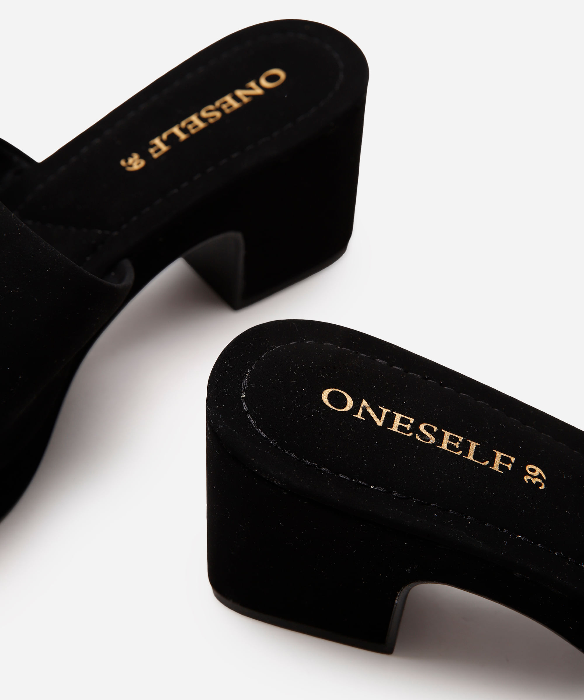tamanco feminino aveludado salto plataforma oneself preto