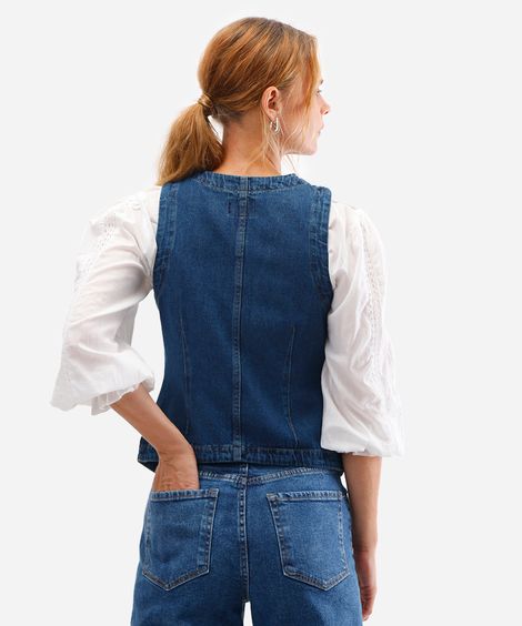 colete feminino jeans azul