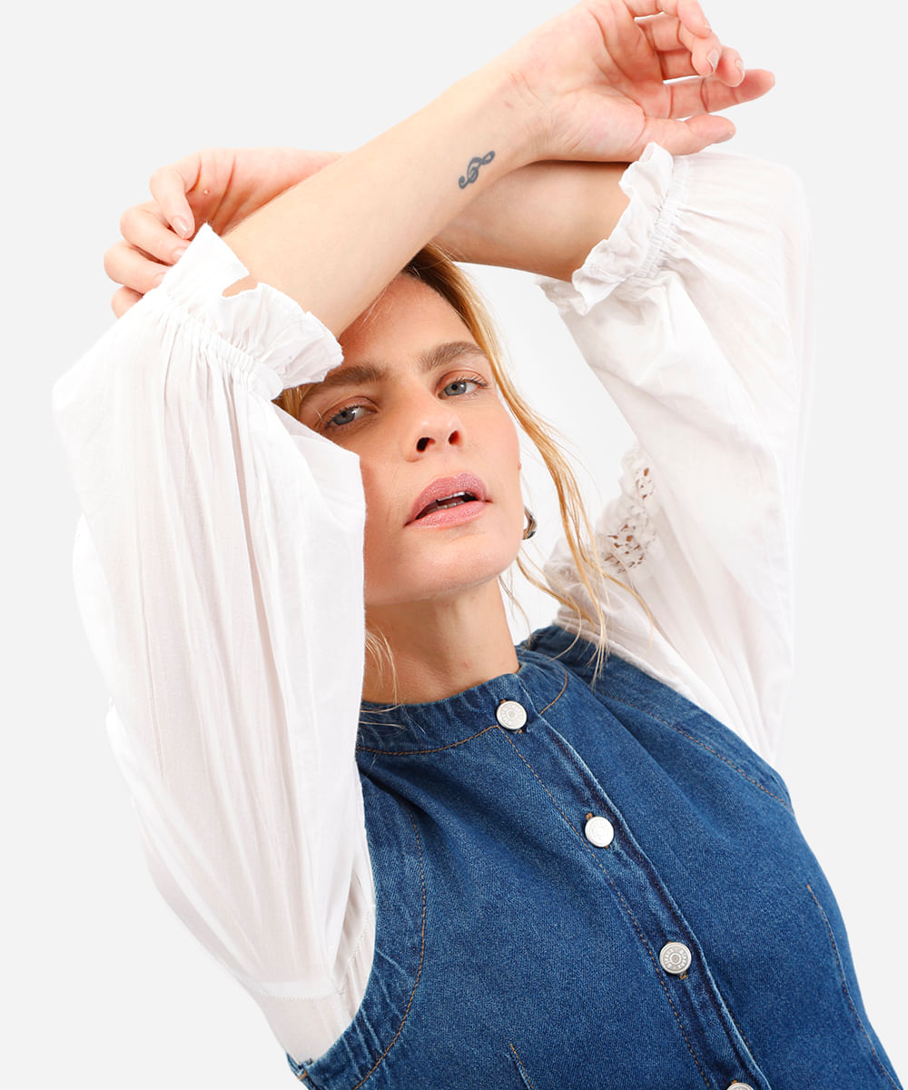 colete feminino jeans azul