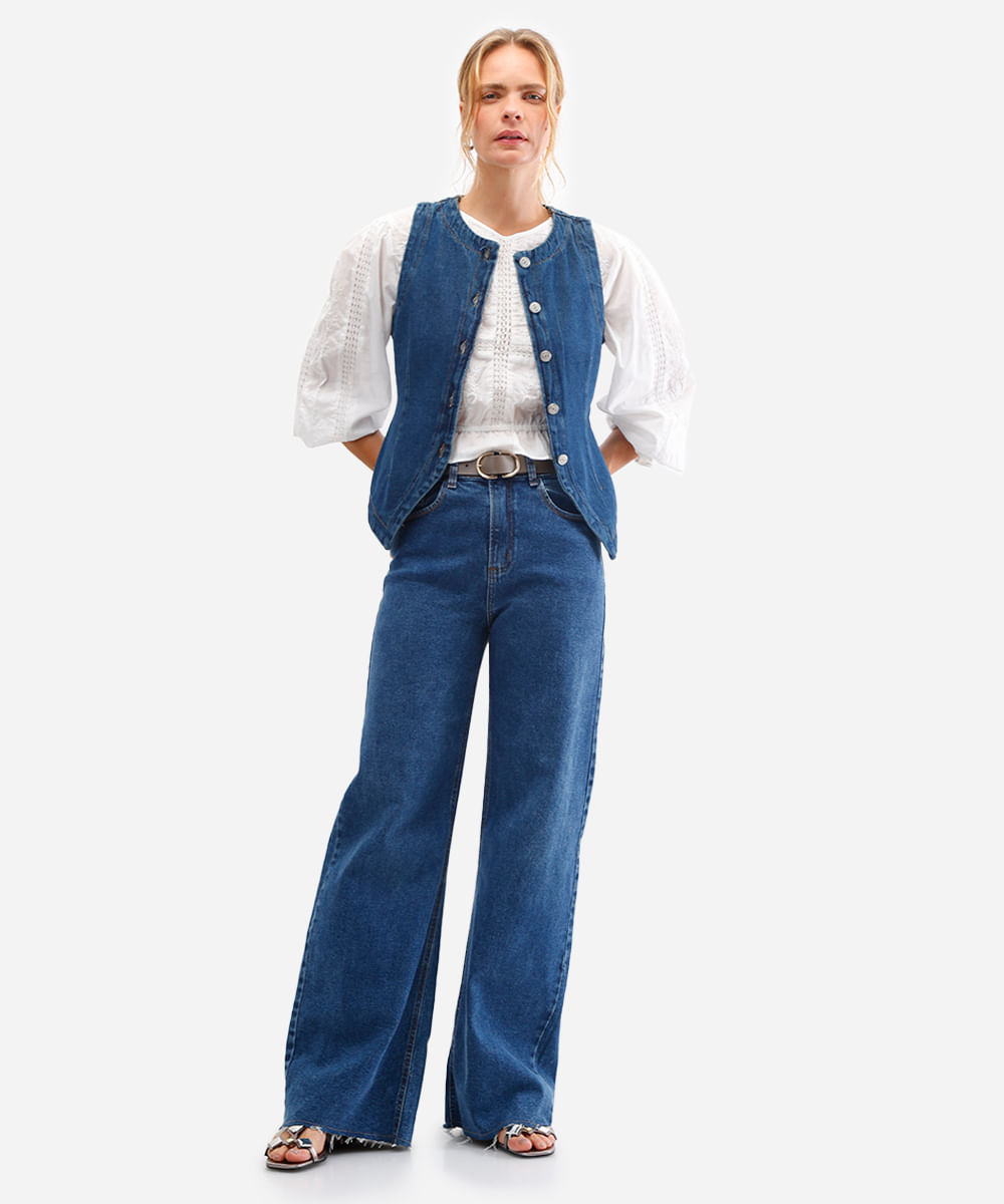 colete feminino jeans azul