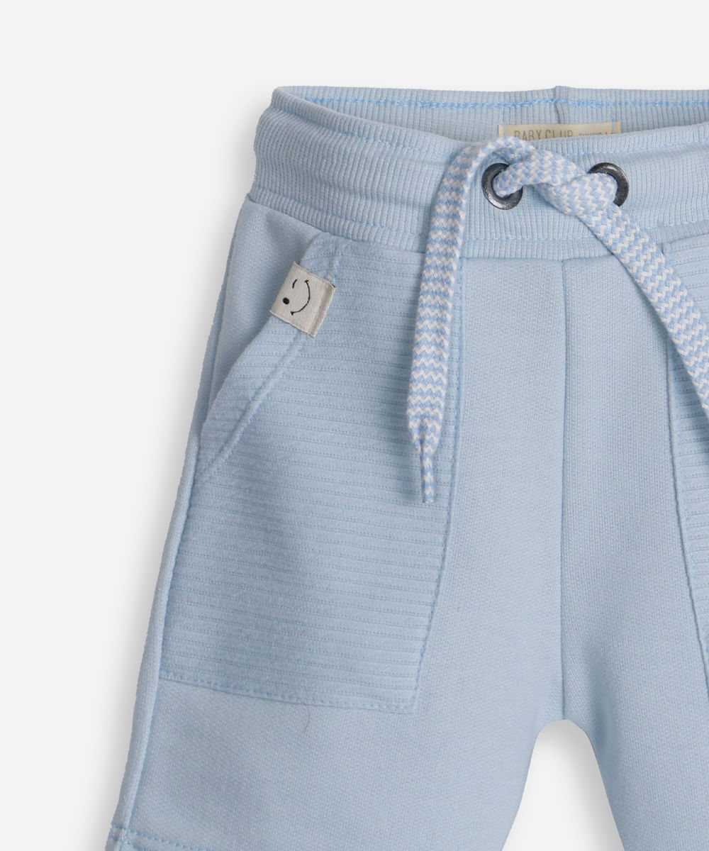 short de moletom infantil com cordão azul