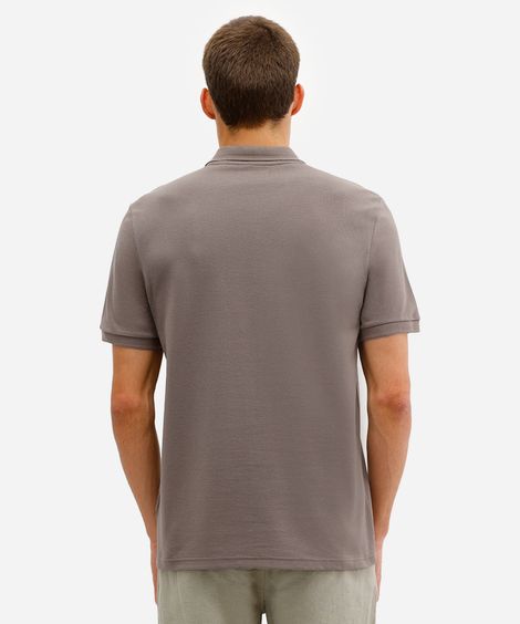 polo masculina manga curta texturizada bege