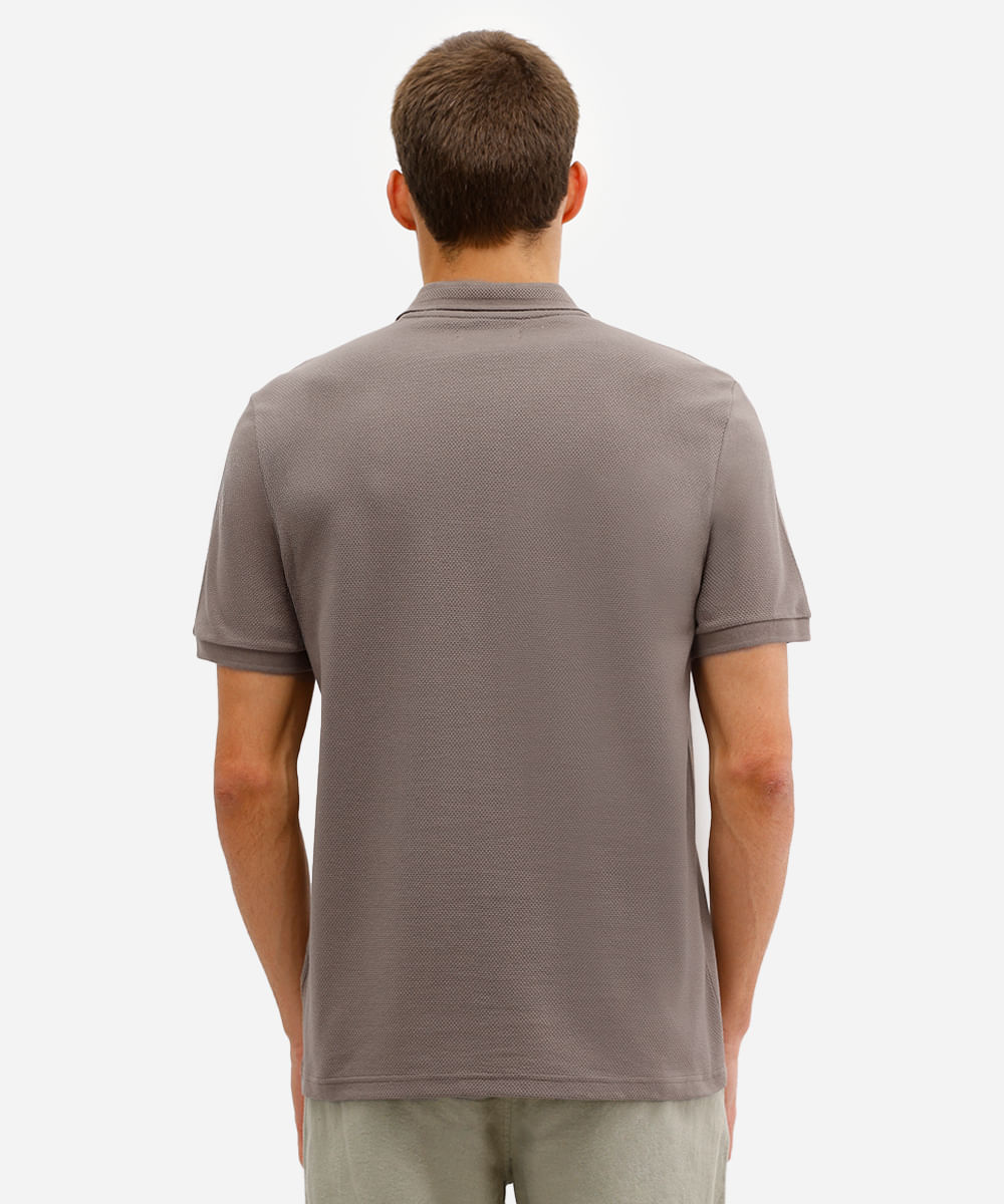 polo masculina manga curta texturizada bege