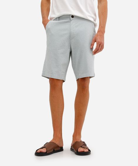 bermuda reta masculina com linho verde