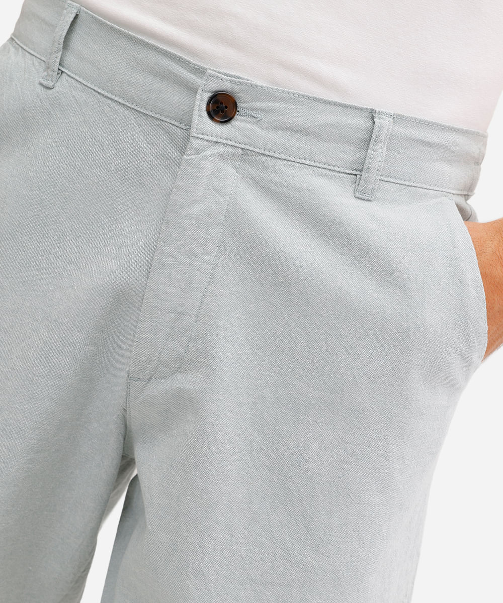 bermuda reta masculina com linho verde