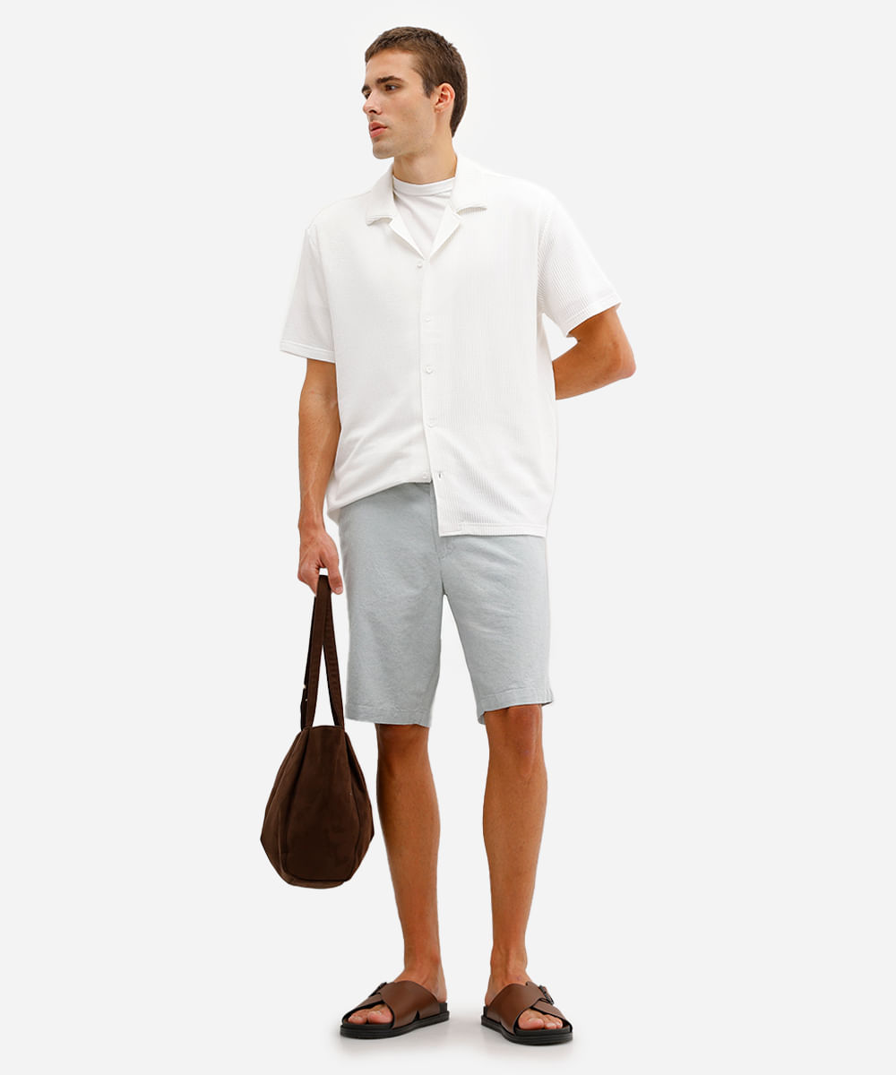 bermuda reta masculina com linho verde