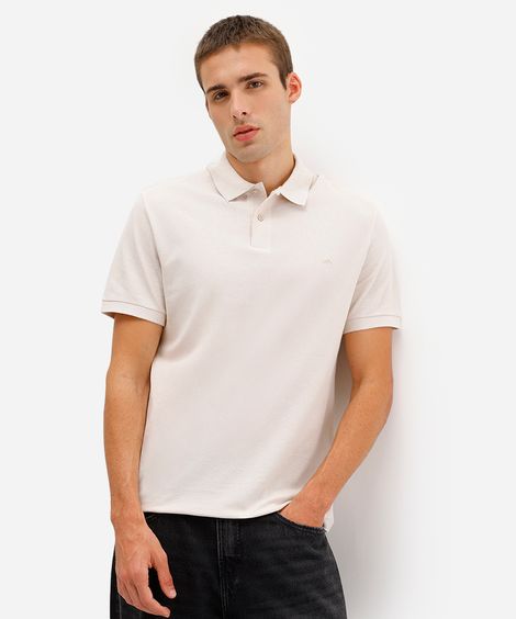 polo básica masculina manga curta  bege