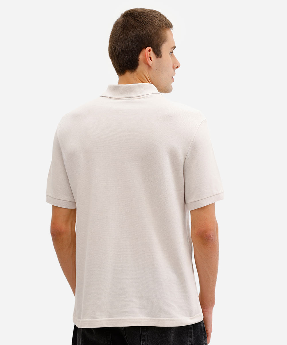 polo básica masculina manga curta  bege