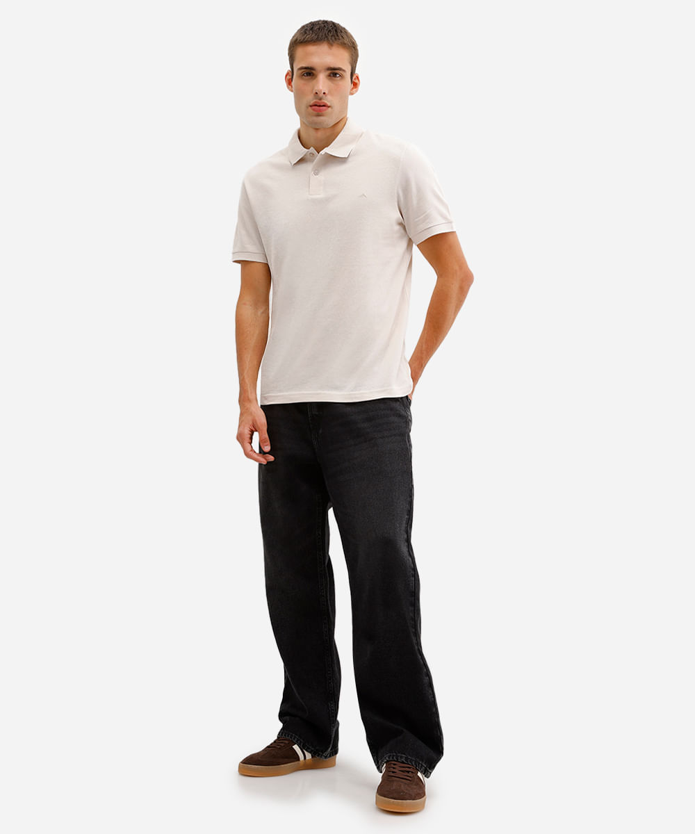 polo básica masculina manga curta  bege