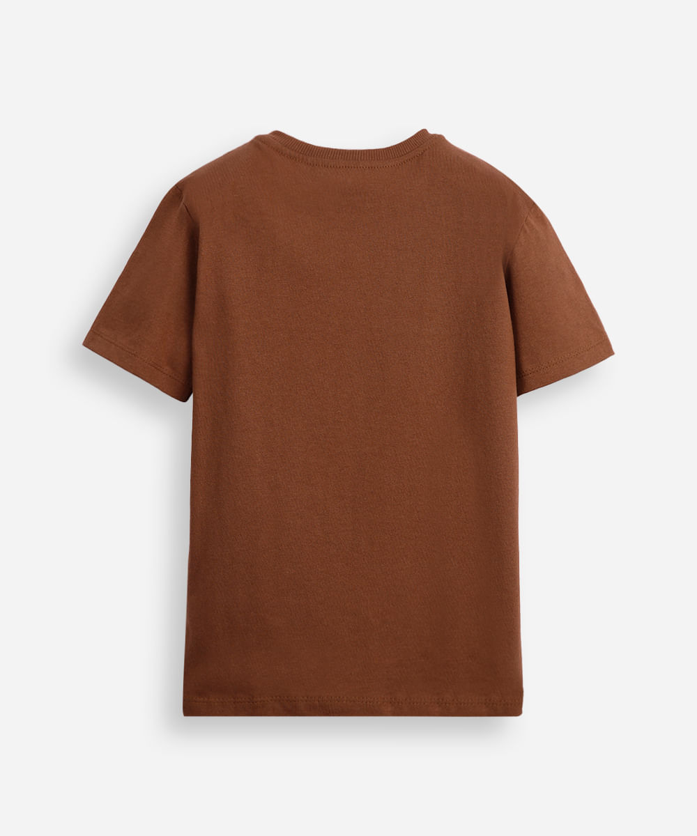 camiseta de algodão infantil manga curta skate marrom