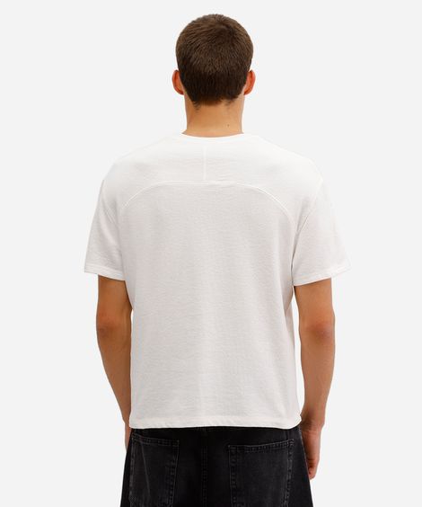 camiseta masculina de algodão manga raglan texturizada off white