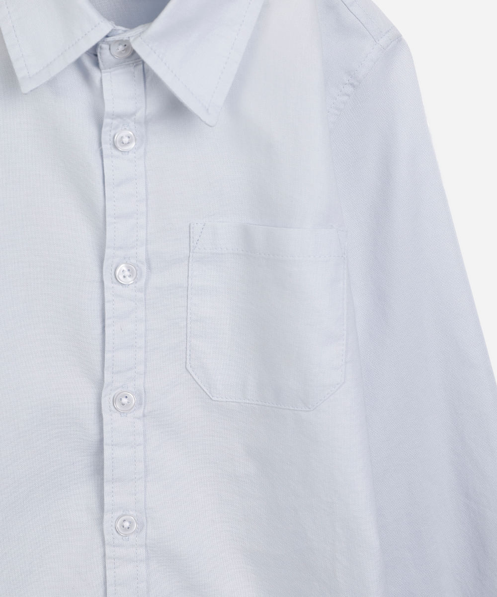 camisa de algodão infantil com bolso azul