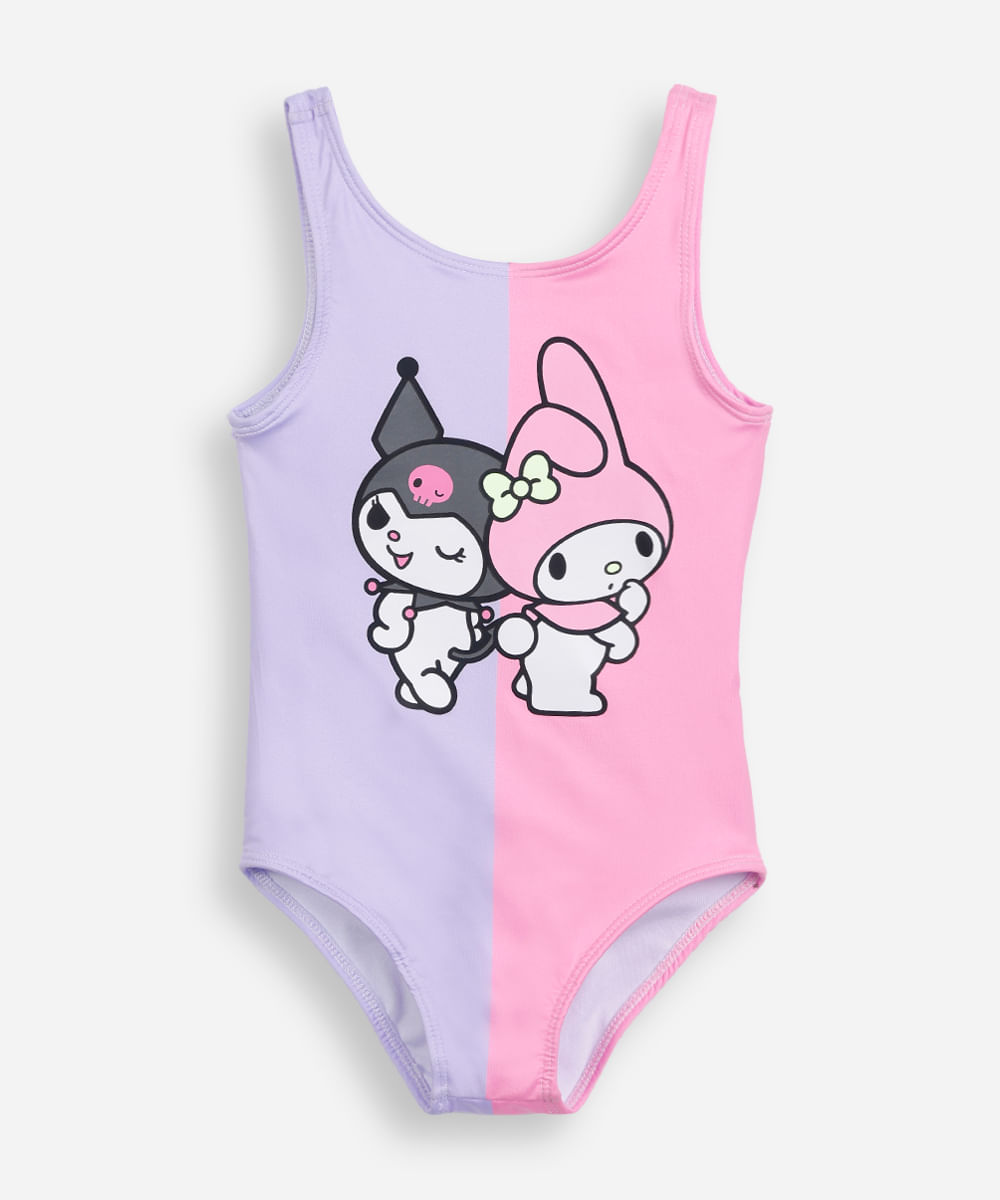 maiô infantil my melody e kuromi bicolor colorido