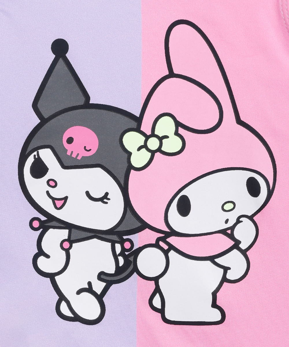maiô infantil my melody e kuromi bicolor colorido