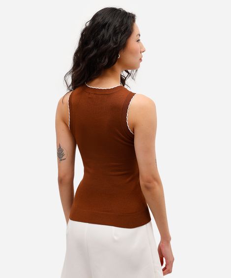 regata feminina de tricot marrom