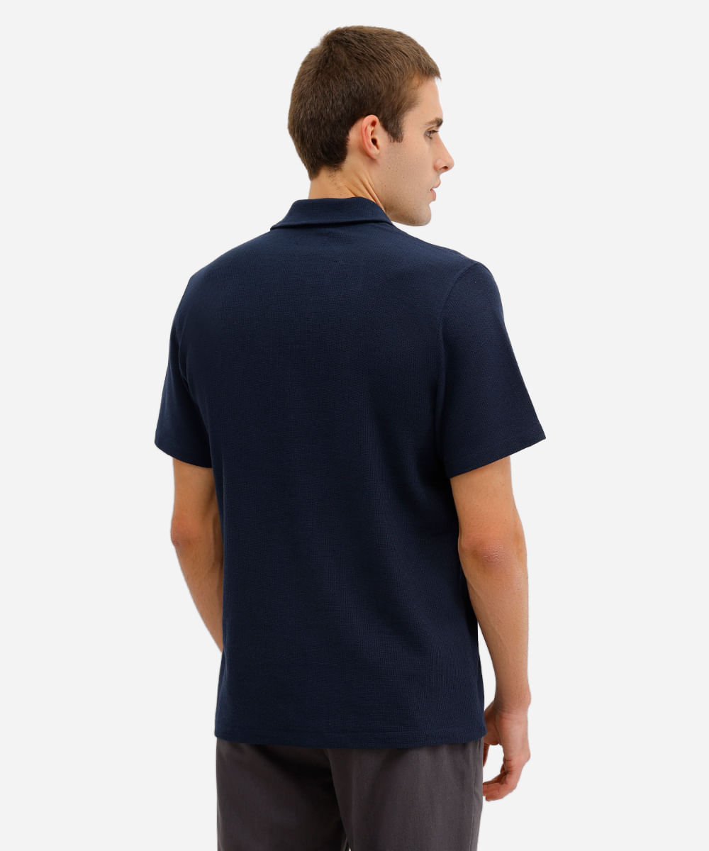 polo comfort texturizada azul
