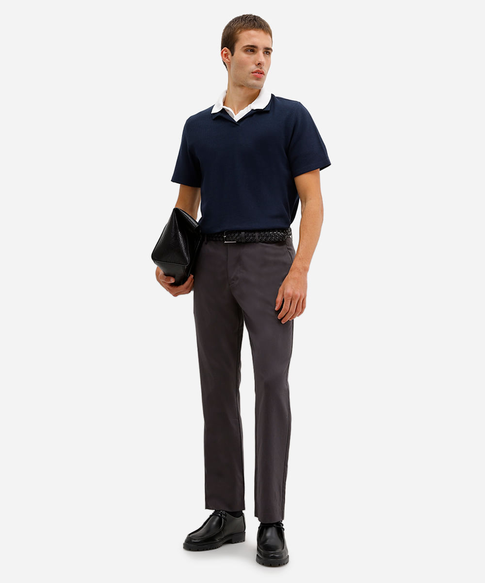polo comfort texturizada azul