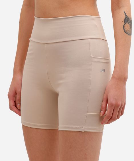 bermuda feminina com bolso esportiva bege
