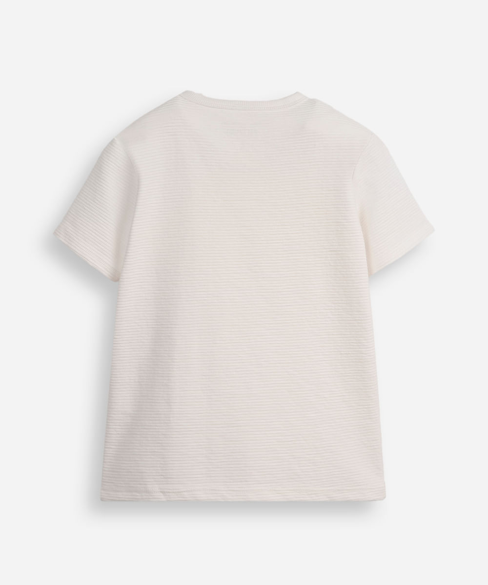 camiseta infantil manga curta canelada off white