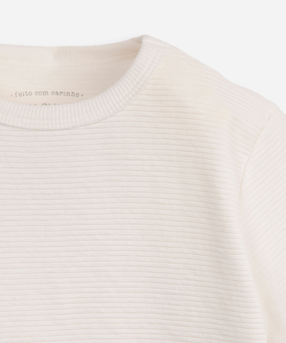 camiseta infantil manga curta canelada off white
